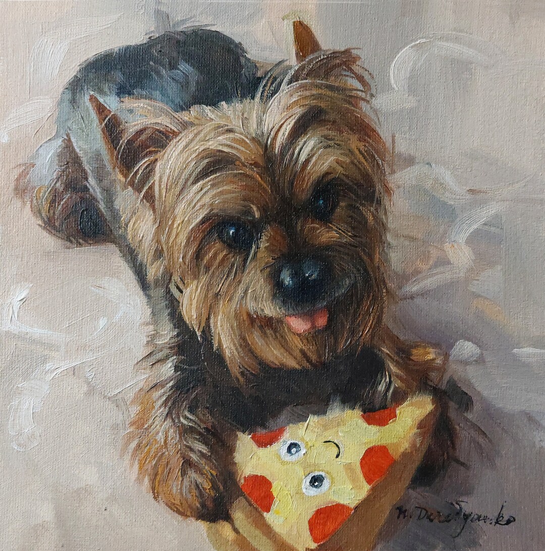 Dog Portrait Painting Original, Yorkie Painting From Photo Framed ...