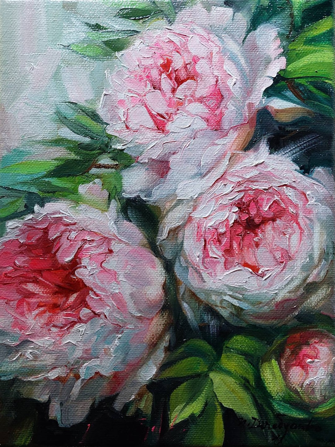 Original Pink Peony Oil Painting, Floral Art on Canvas (7x10 Inch) - Etsy