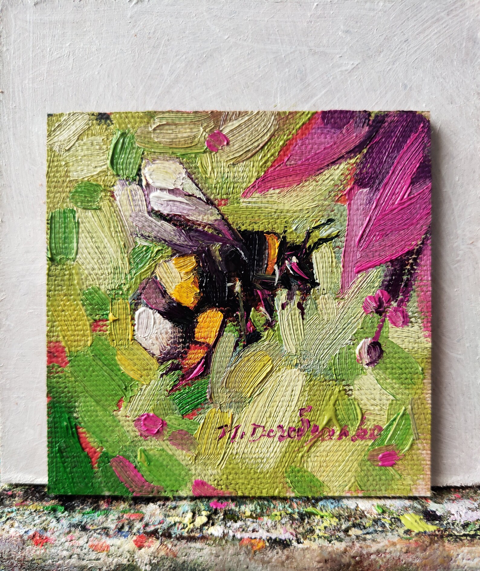 Bumble Bee Decorations Painting Original 3x3 Bumble Bee Art Etsy
