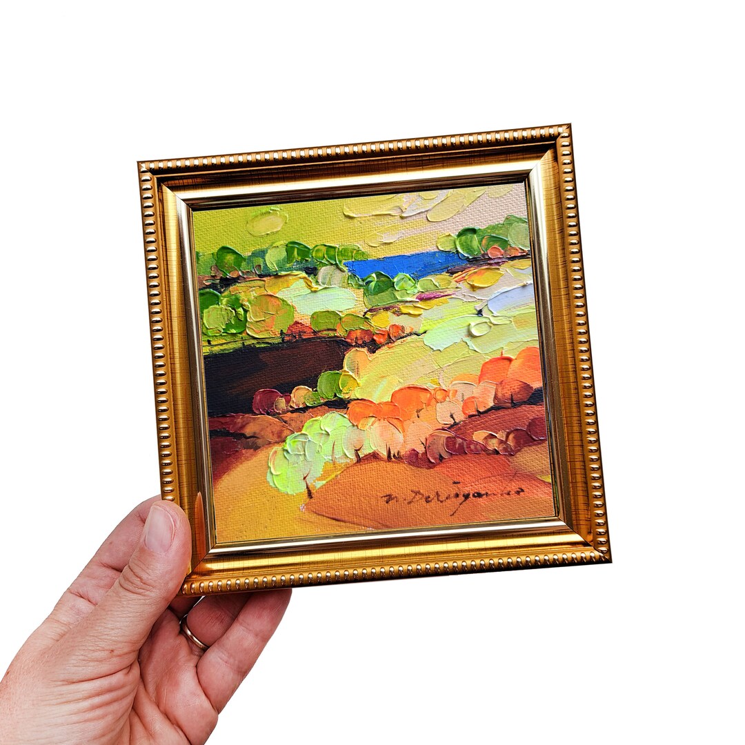 Abstract Painting Small Framed Art Original Oil Painting Etsy