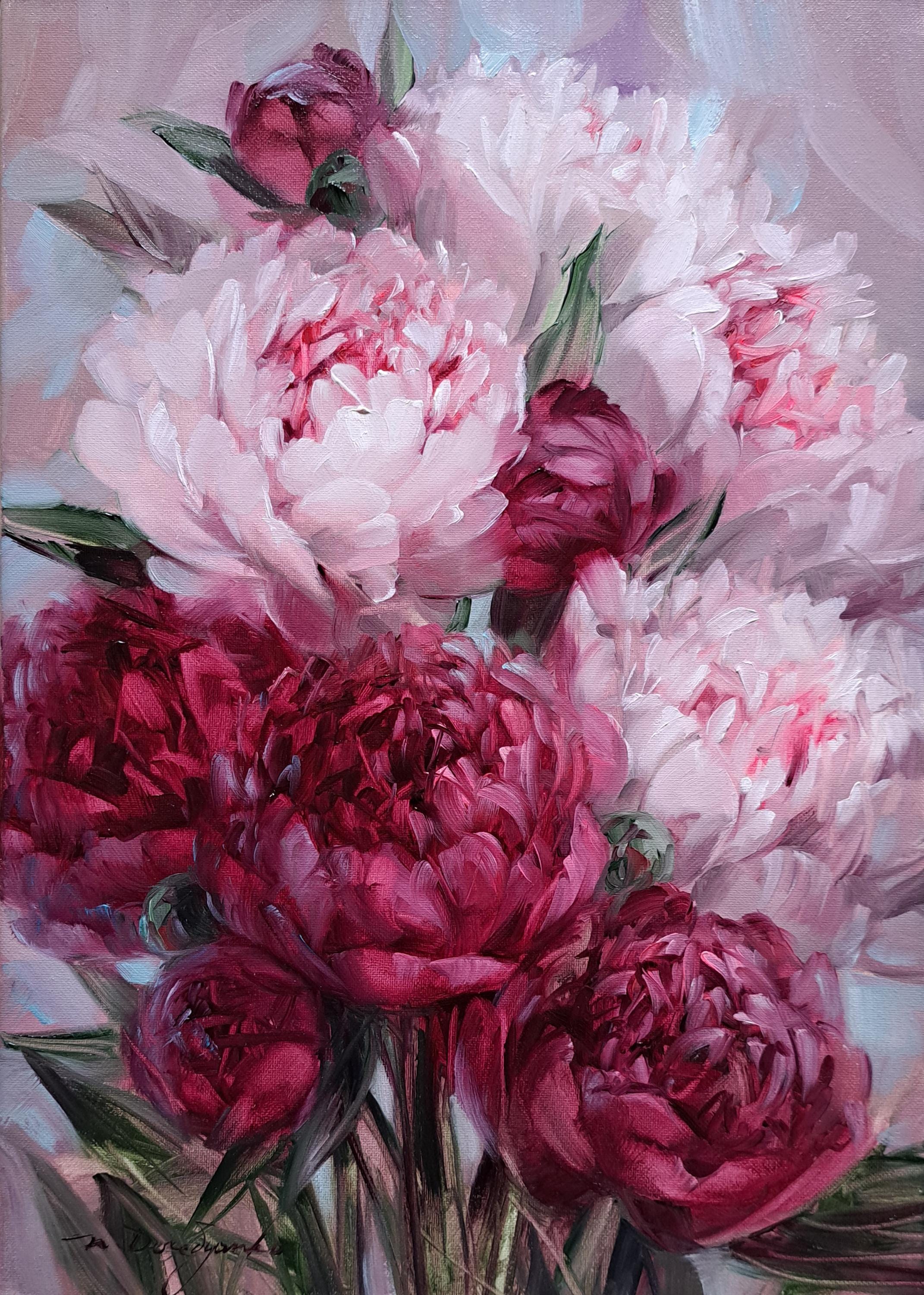 Original Peony Oil Painting on Canvas, Floral Wall Art 10x14 Inch - Etsy