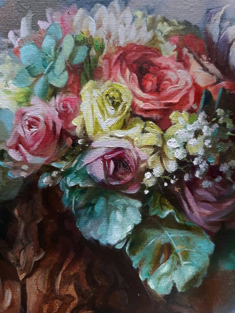 Bridal Bouquet Painting Original Art Custom Wedding Bouquet Painting ...