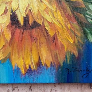 Sunflowers Floral Oil Painting Original 12x12 Inch, Mom Gift From ...