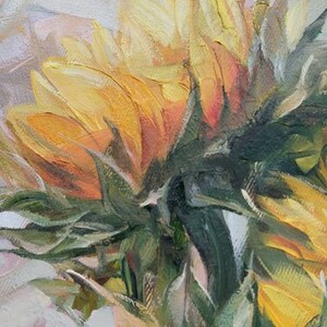 Sunflowers Floral Oil Painting Original 12x12 Inch, Mom Gift From ...