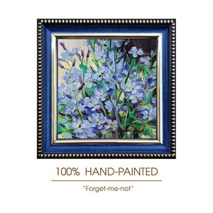 オリジナルのスズランの絵画、4×4インチの額装済み花柄アート作品