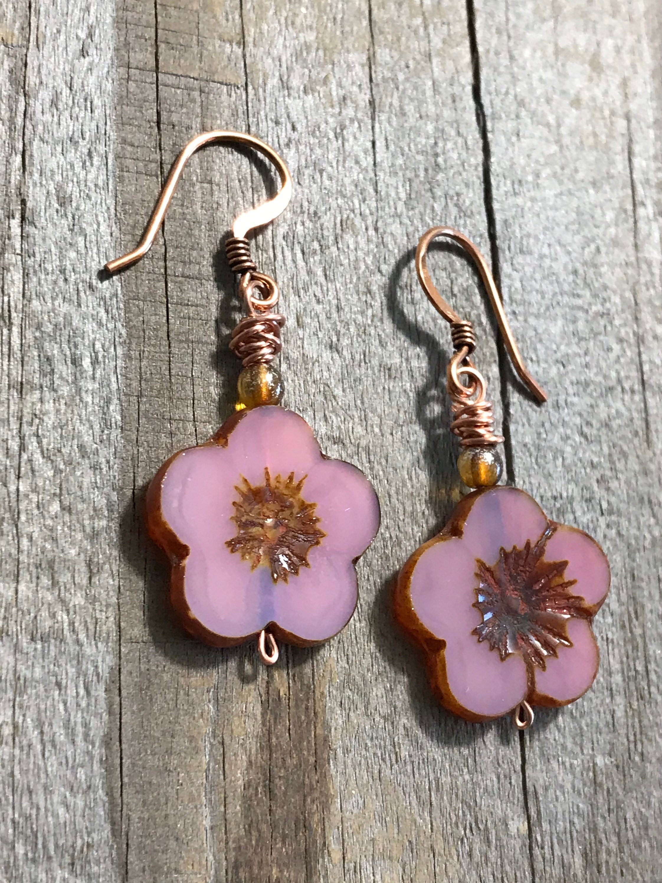 Pink Flower Earrings, Mauve Flower Earrings, Hibiscus Flower Earrings ...