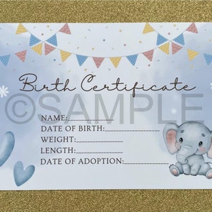Carte d'acte de naissance Reborn imprimée. PAS un téléchargement numérique !