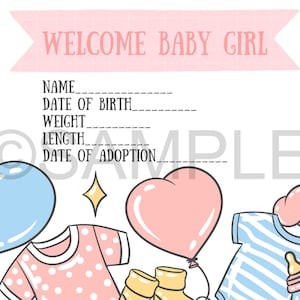 Carte d'acte de naissance Reborn imprimée pour garçon ou fille, PAS à télécharger !