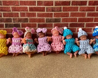 Mini baby, 2.5” dolls, tiny doll clothes, micro doll accessories, dollhouse miniatures, 1/12 scale, micro, doll not included.