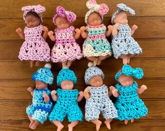 Mini baby, 2.5” dolls, tiny doll clothes, micro doll accessories, dollhouse miniatures, 1/12 scale, micro, doll not included.