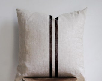 Lines pillow - Stripes pillow - Hand Drawn Linen Pillow Cover - Decorative Pillow Cover for Sofa - Cushions - Natural linen - Linen Pillows
