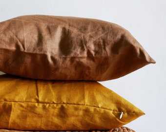 SALE! Coffee Linen Pillow Covers , Linen Throw Pillows, Handmade Linen Cushion , Cushion Cover,  Euro sham 18x18 20x20 24x24