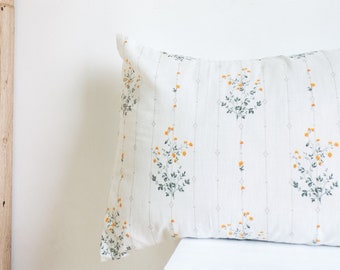 100% Cotton Flower and Foliage  Pillowcases , Handmade Cotton Pillowcases , Home Bedding, Floral Bedding