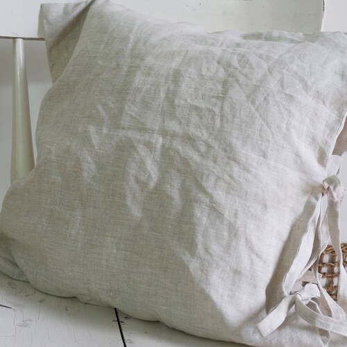 NEW IN Linen Pillow Covers With Ribbons Linen Throw Etsy