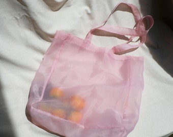 TOTE BAG, Organza tote bag, Travel Bag, Pink Color, Fashion Tote Bag, Trend, Invisible Tote Bags