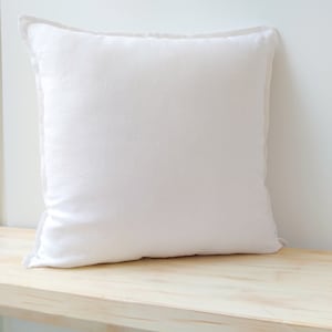 White Linen Throw Pillow Cover with flanges, White Linen Cushion Cover sizes 20x20, 26x26, 18x18 inches
