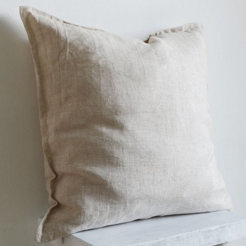 Handmade Linen Pillow Cover With Flanges Natural Color Linen Etsy