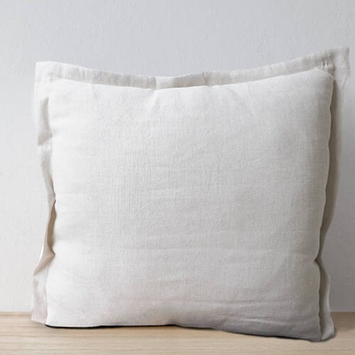 Handmade Linen Pillow Cover With Flanges Natural Color Linen Etsy