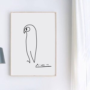 Impresión de la paz del búho de Picasso, decoración de pared, arte digital, decoración del hogar, impresiones de búhos, artes lineales de Picasso, bocetos de Picasso, artes abstractas