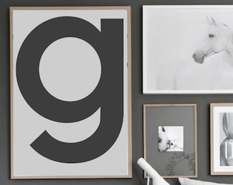 Letter G print  - Scandinavian style print - Wall art - Digital Print - Letter Art - 50x70 cm - 15"x21" - custom size