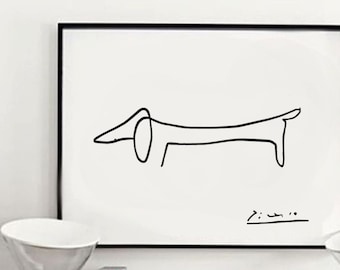 Picasso Dog Sketch Print: Minimalist Home Decor (Digital Download)