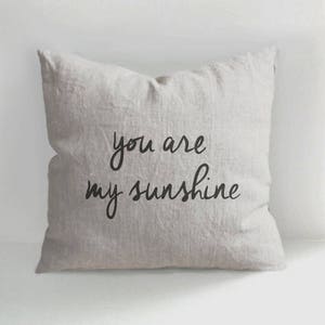 You are my sunshine - 100% Hand Drawn Linen Pillow -Decorative Pillow COVER - Throw Pillow - Natural Linen - Scandinavian Style - Hand drawn