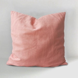 Rose Petal Pink Linen Throw Pillow Covers , Cushion Covers, Vintage Decor Linen Cushion Covers