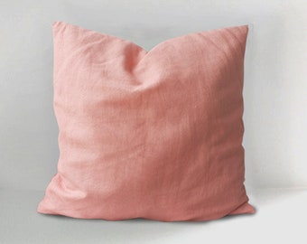 Rose Petal Pink Linen Throw Pillow Covers , Cushion Covers, Vintage Decor Linen Cushion Covers
