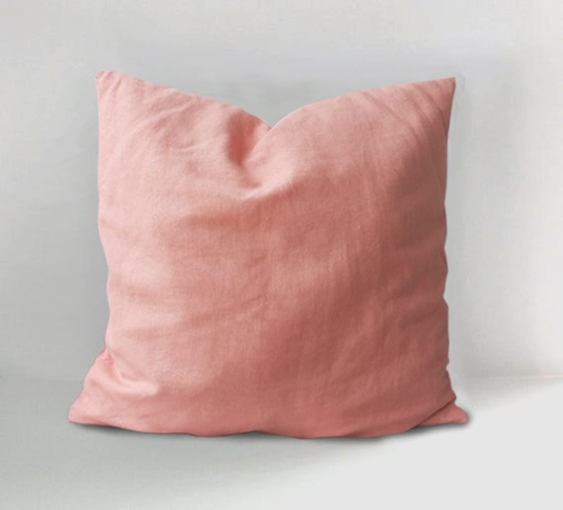 SALE Rose Petal Pink Linen Pillow Covers Handmade Etsy