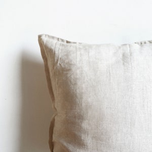 Linen Throw Pillow Cover with flanges, Natural Color Linen, Undyed Pillow cover with flanges zdjęcie 6