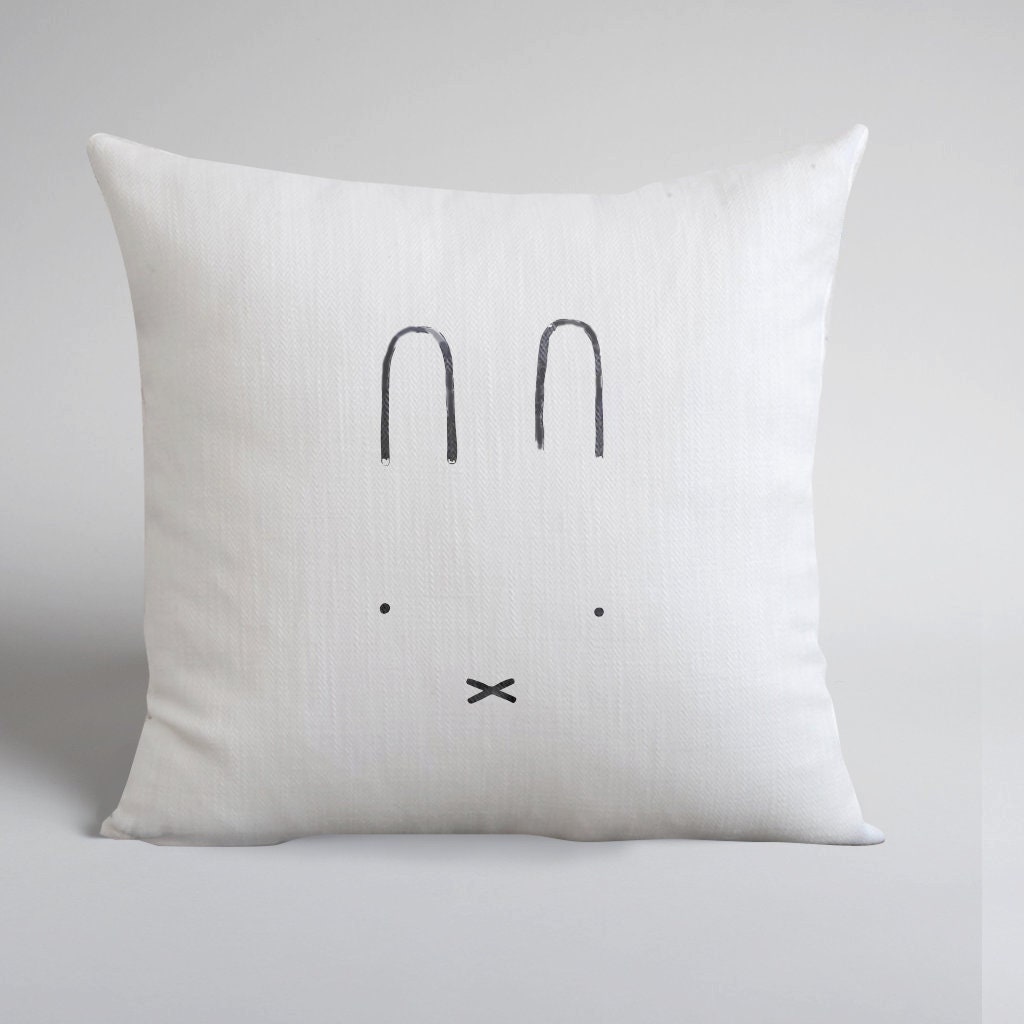 Rabbit Pillow Covers Nursery Decor Hand Lumbar Pillow, Minky Pillow, Dark