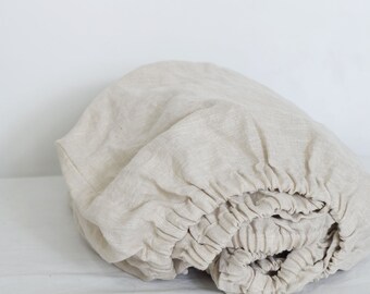 SALE!!! Linen fitted bed sheet, washed soft linen bedding, Twin, Full, Queen, King sizes available, Natural Color