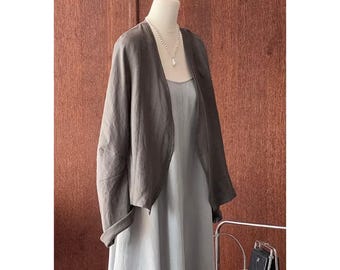 Reine Leinen Vintage Style Mantel: Leichte Damen Oberbekleidung