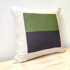 Federa per cuscino in lino patchwork fatta a mano: arredamento moderno per la casa