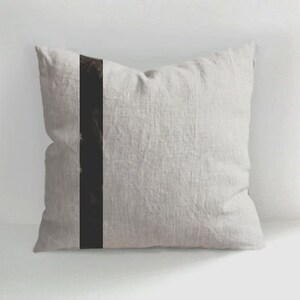 Stripes pillow, Big line throw pillow, Hand Drawn Linen Pillow Cover, Decorative Pillow Cover, Cushions, Natural linen Pillows