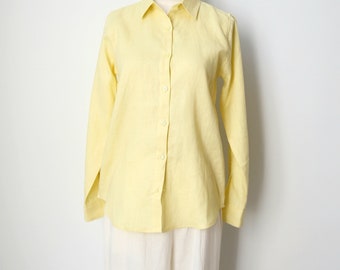 Pure Linen Collar Shirt, Linen button up top, Tailored fit shirt, custom length