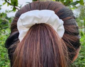REAL SILK Scrunchies - Set of Silk and Line Scrunchies with Best Price - Vietnamese Real Mulberry Silk - Velvet Silk Scrunchies - White Silk