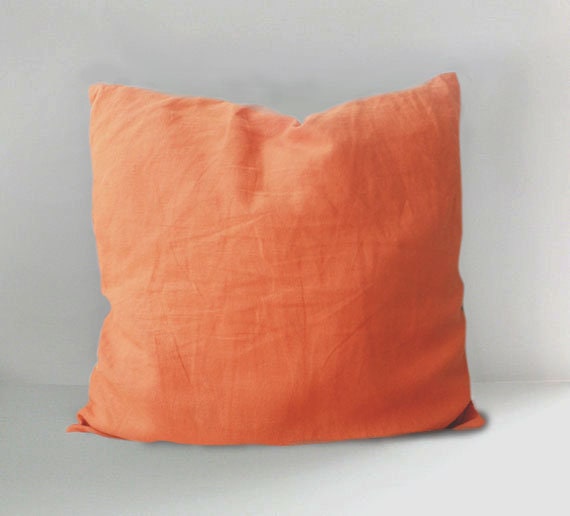 SALE Blunt Orange Linen Pillow Covers 