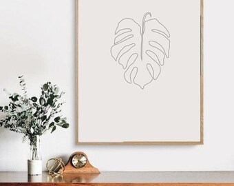 Monstera Sketch, Printable Art, Home Decor, Monstera Leaf Art, Prints, Monstera Decor, Wall Decor, Modern Decor, Sketch Art, Bedroom Decor