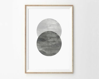 Printable Art, Geometric print, Abstract art, Geometric art, Circles  Abstract print, Moon Art,Scandinavian style, Minimal print