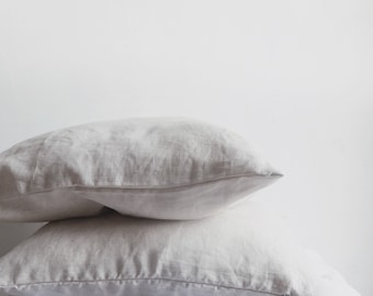 Set of 2 Handmade Linen Throw Pillow Covers: Natural Undyed Decor