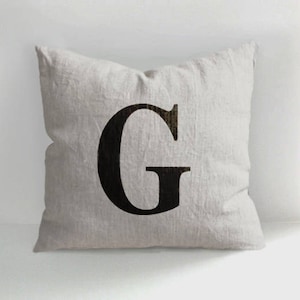 Almohada Letra G - Nombre Almohadas - Funda almohada de lino hecha a mano - Decorativa - Funda de almohada de lanzamiento - Decoración navideña - Funda de cojín - Decoración del hogar