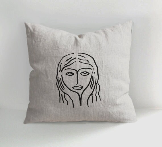 Sketch Hand Drawn Linen Pillow | Etsy Pillow Protector Washable Wet Pillows