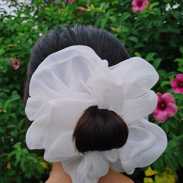 OVERSIZED extra large XXL Scrunchies - White - Hair Accessories - Best price - Puffy Hair Ties - Cute Scrunchies - puffy scrunchies