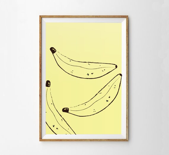 Banana Print Bananas Wall Decor Home Decor Fruit Etsy