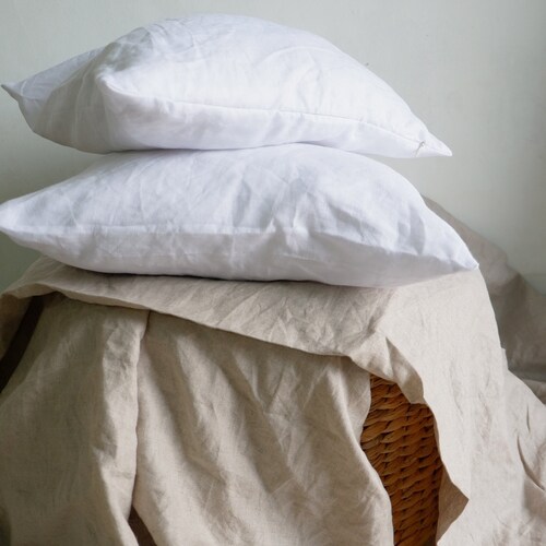 White Linen Pillow Cover Linen Decorative Pillows Throw Etsy