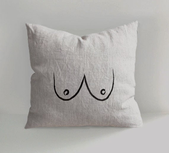 Throw Pillow Decor Naked Boobs Linen Decorative Pillows Hand Drawn Linen Pillow Cover Decorative Cushions Etsy Sweden