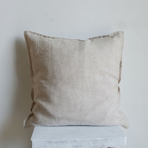 Linen Throw Pillow Cover with flanges, Natural Color Linen, Undyed Pillow cover with flanges zdjęcie 5