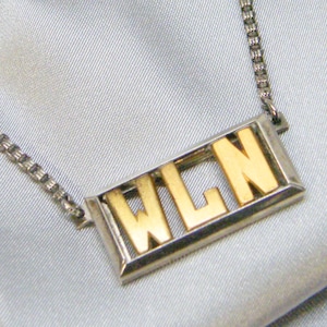 Vintage Swank WLN Sterling Silver Drop Chain Shadowbox Tie Clip PAT 1865995