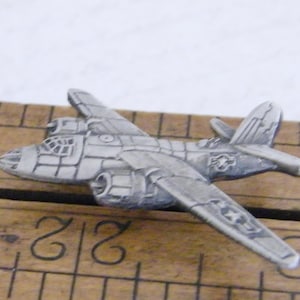 Vintage Tie Tack WWII Era Twin Engine Airplane Lapel Pin Nicely Detailed World War II Plane Men&#39;s or Women&#39;s Accessory